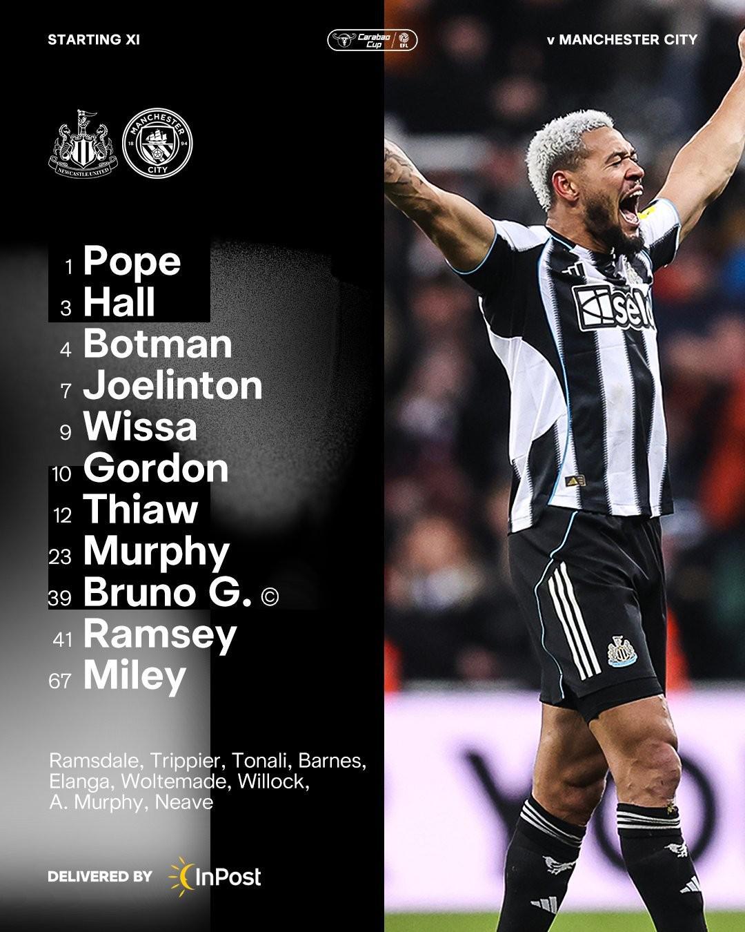 曼城客战纽卡：哈兰德、塞门约、特拉福德首发，维萨出战